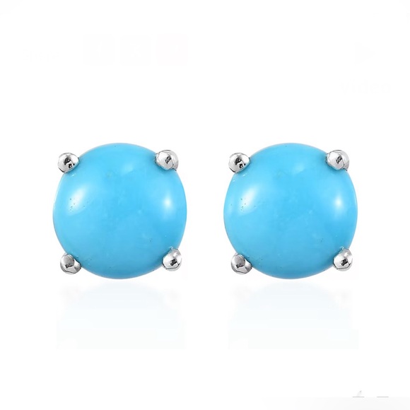 Jewelry - Sleeping Beauty Turquoise Solitaire Stud Earrings in Platinum/Sterling Silver